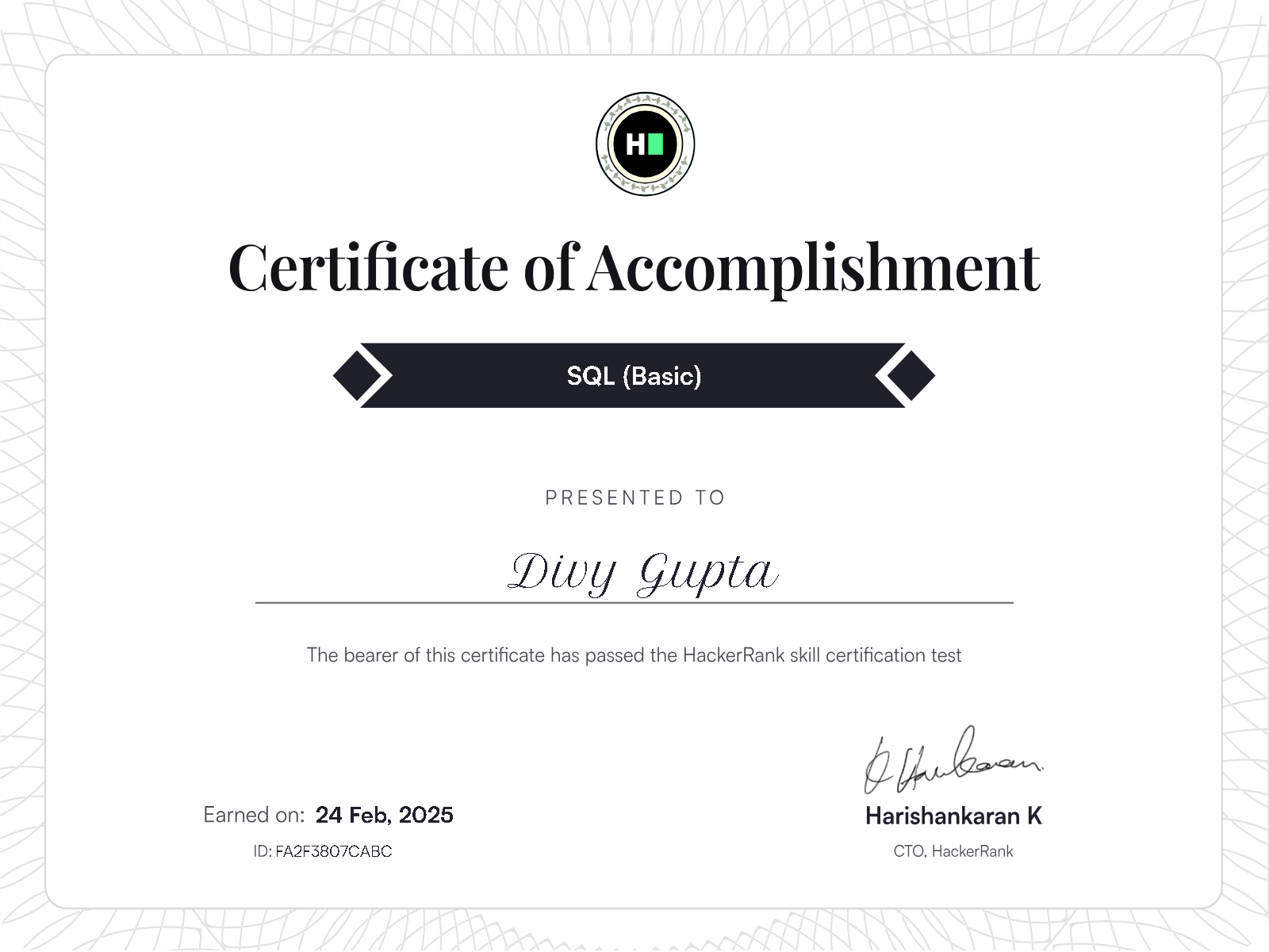 SQL Certificate